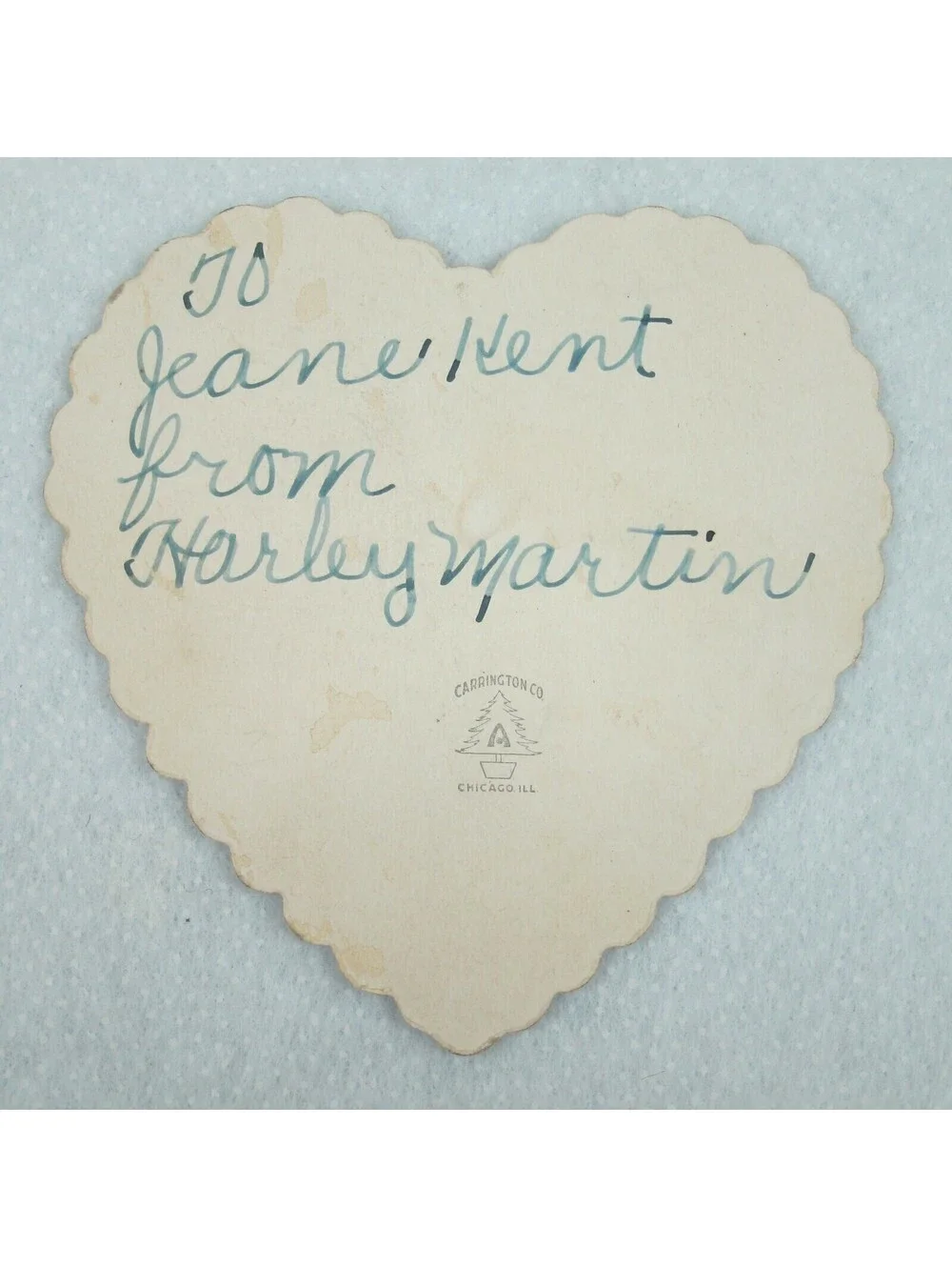Vintage Valentine Card 1920s Cut-Out Heart Blonde Child Carrington Chicago USA